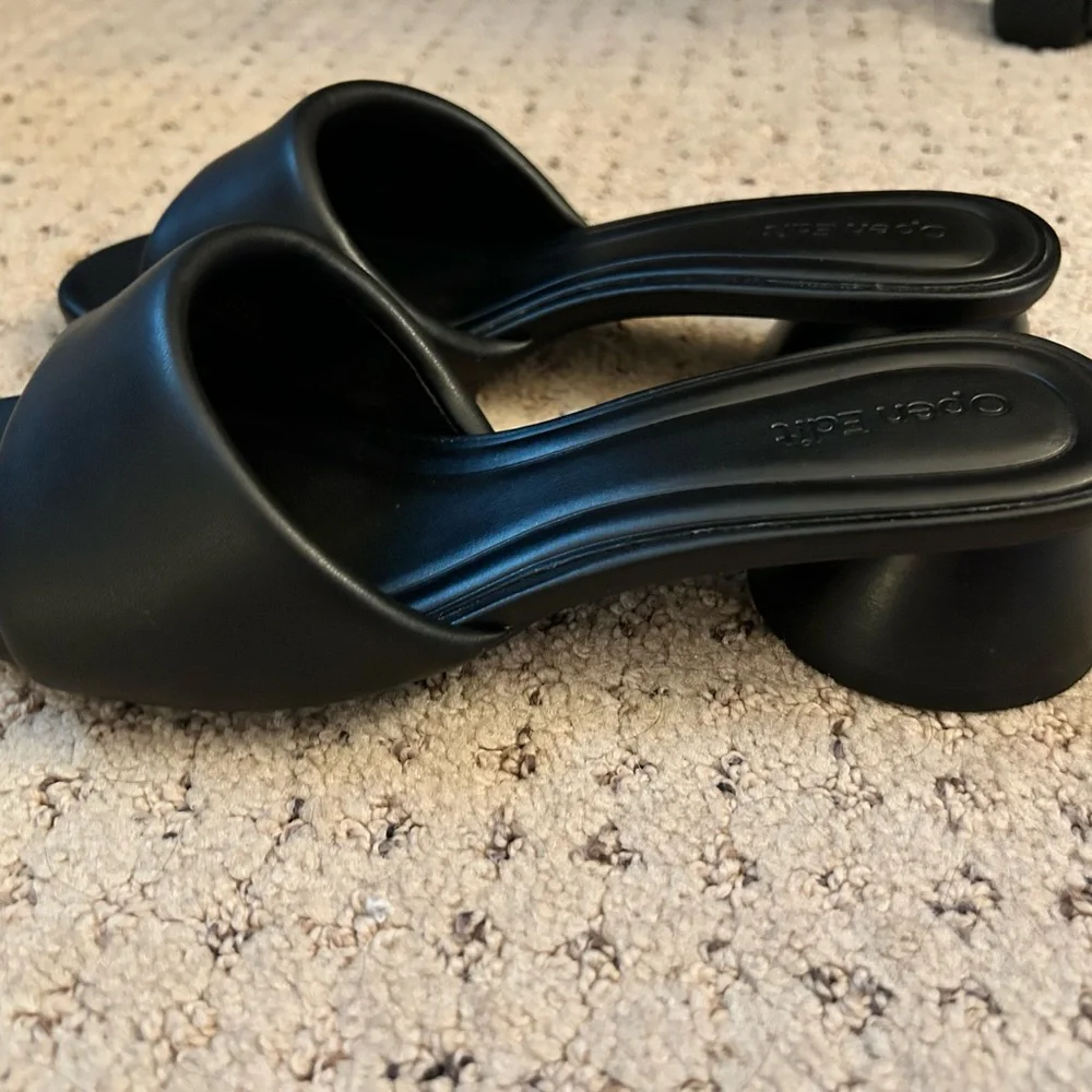 Black Women's Slide Sandals - Picture 3 of 4